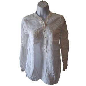 Old Navy Long Sleeve Button-Up Tunic Top Womens  XS White